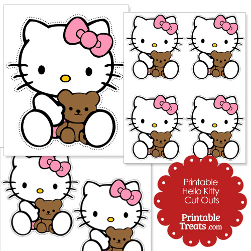 cut outs of Hello Kitty and teddy bear