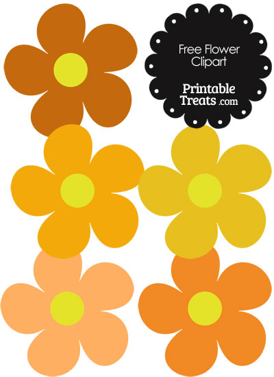 Cute Flower Clipart in Shades of Orange from PrintableTreats.com