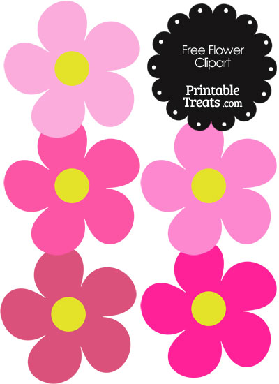 Cute Flower Clipart in Shades of Pink from PrintableTreats.com
