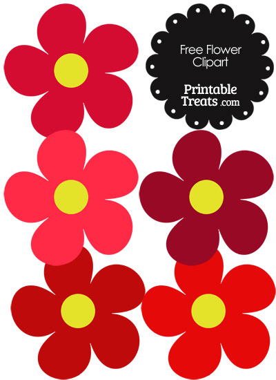 Cute Flower Clipart in Shades of Red from PrintableTreats.com