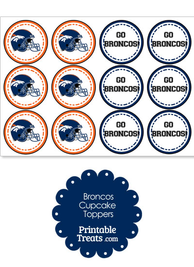 Denver Broncos Cupcake Toppers from PrintableTreats.com
