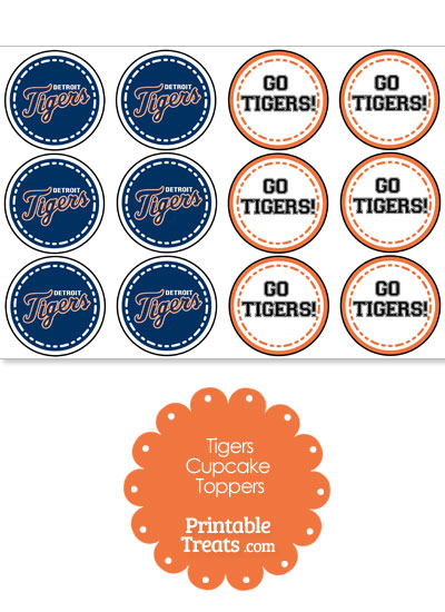 Detroit Tigers Cupcake Toppers from PrintableTreats.com