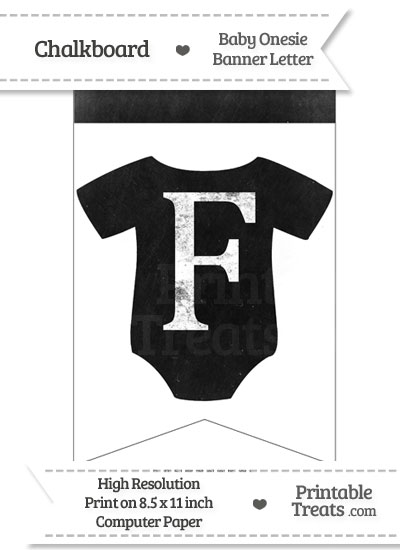 Dirty Chalkboard Baby Onesie Shaped Banner Letter F from PrintableTreats.com