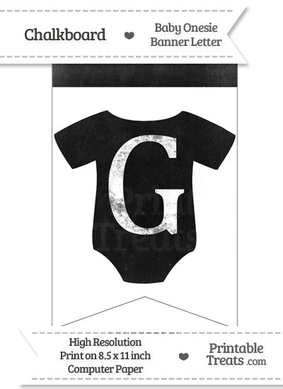 Dirty Chalkboard Baby Onesie Shaped Banner Letter G from PrintableTreats.com