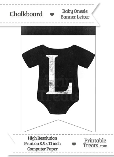 Dirty Chalkboard Baby Onesie Shaped Banner Letter L from PrintableTreats.com