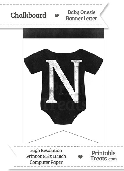 Dirty Chalkboard Baby Onesie Shaped Banner Letter N from PrintableTreats.com