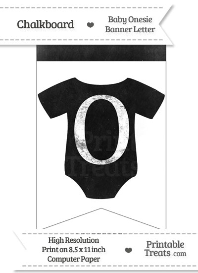 Dirty Chalkboard Baby Onesie Shaped Banner Letter O from PrintableTreats.com