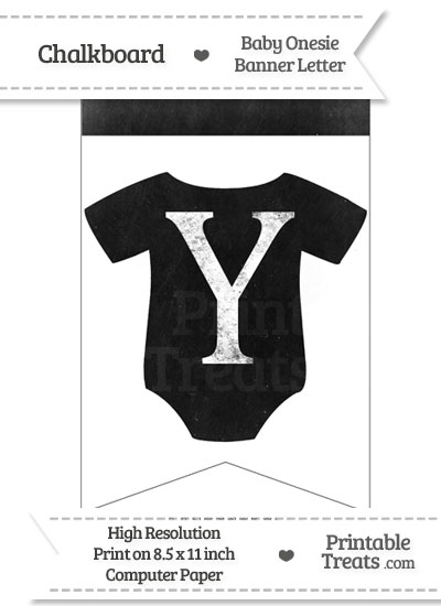 Dirty Chalkboard Baby Onesie Shaped Banner Letter Y from PrintableTreats.com