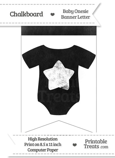 Dirty Chalkboard Baby Onesie Shaped Banner Star End Flag from PrintableTreats.com