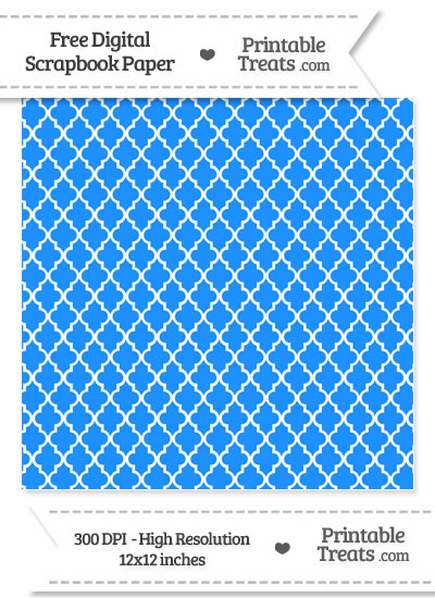Dodger Blue Large Moroccan Tile Digital Paper from PrintableTreats.com