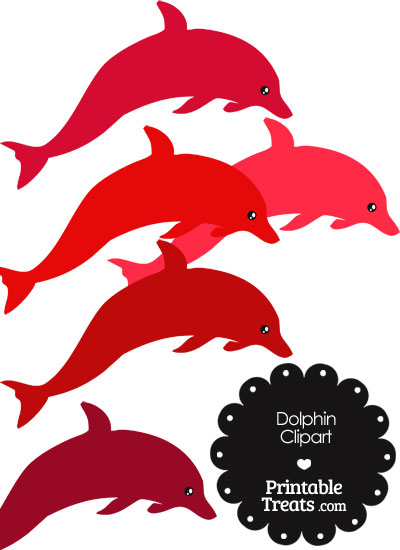 Dolphin Clipart in Shades of Red from PrintableTreats.com