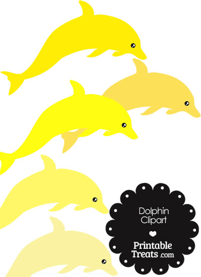 Dolphin Clipart in Shades of Yellow from PrintableTreats.com