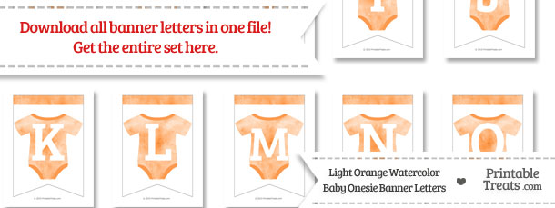 Light Orange Watercolor Baby Onesie Bunting Banner Letters Download from PrintableTreats.com