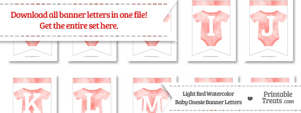 Light Red Watercolor Baby Onesie Bunting Banner Letters Download from PrintableTreats.com