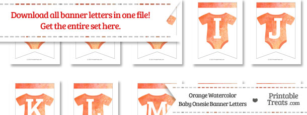 Orange Watercolor Baby Onesie Bunting Banner Letters Download from PrintableTreats.com