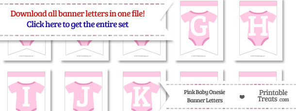 Pink Baby Onesie Bunting Banner Letters Download from PrintableTreats.com