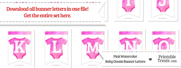 Pink Watercolor Baby Onesie Bunting Banner Letters Download from PrintableTreats.com