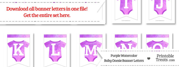 Purple Watercolor Baby Onesie Bunting Banner Letters Download from PrintableTreats.com