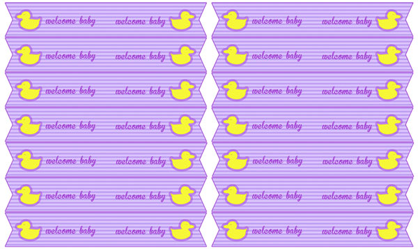 purple duck baby shower straw flags