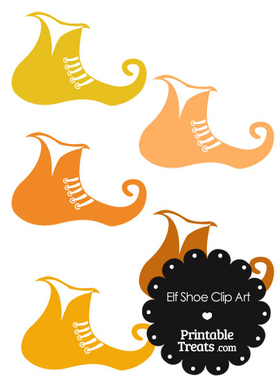 Elf Shoe Clipart in Shades of Orange from PrintableTreats.com
