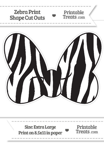 Extra Large Zebra Print Minnie Mouse Bow Cut Out from PrintableTreats.com