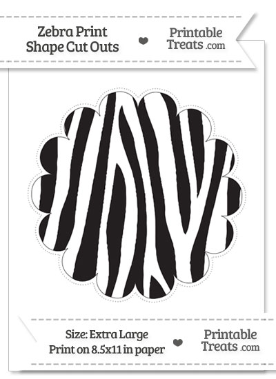 Extra Large Zebra Print Scalloped Circle Cut Out from PrintableTreats.com