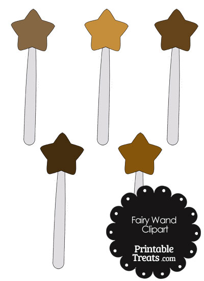 Fairy Wand Clipart in Shades of Brown from PrintableTreats.com