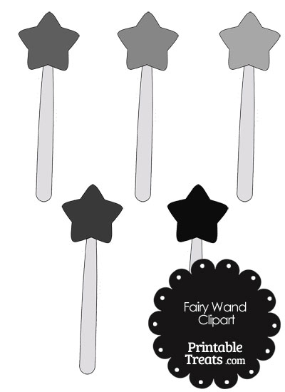 Fairy Wand Clipart in Shades of Grey from PrintableTreats.com