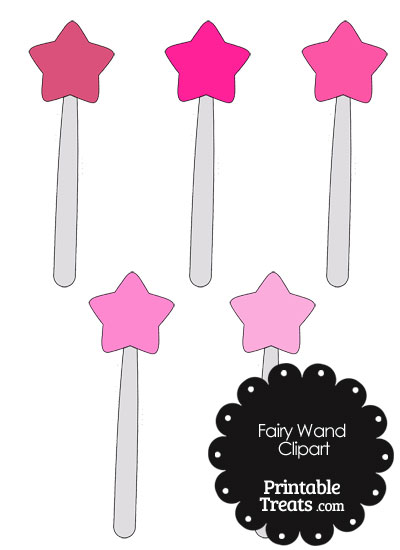 Fairy Wand Clipart in Shades of Pink from PrintableTreats.com