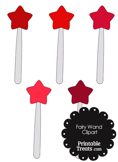 Fairy Wand Clipart in Shades of Red from PrintableTreats.com