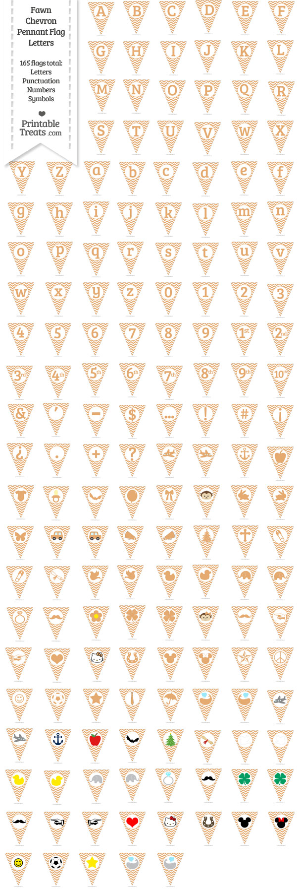 Fawn Chevron Pennant Flag Letters Download from PrintableTreats.com