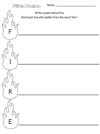 printable fire acrostic poem