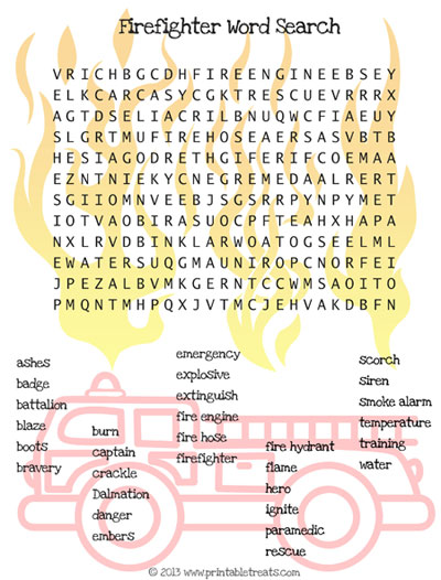 firefighter word search puzzle