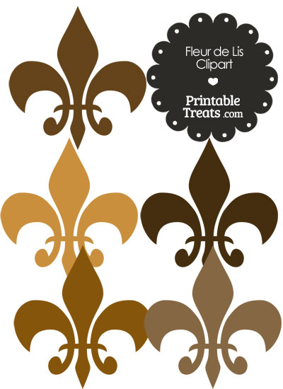 Fleur de Lis Clipart in Shades of Brown from PrintableTreats.com