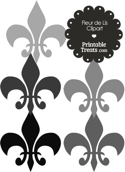 Fleur de Lis Clipart in Shades of Grey from PrintableTreats.com