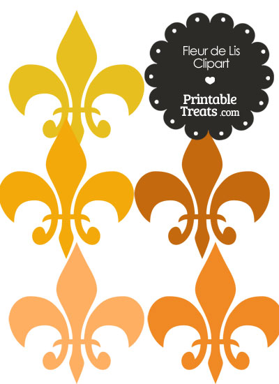 Fleur de Lis Clipart in Shades of Orange from PrintableTreats.com