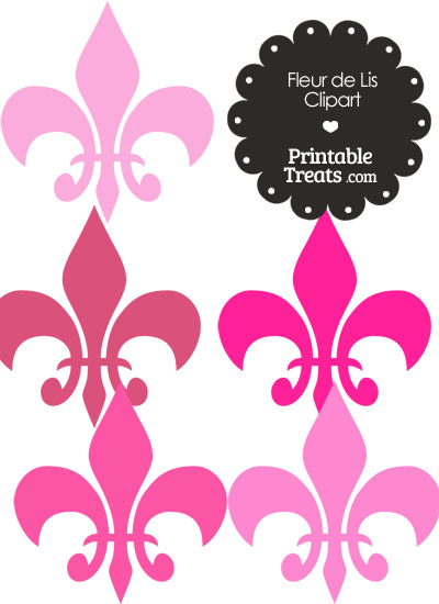 Fleur de Lis Clipart in Shades of Pink from PrintableTreats.com