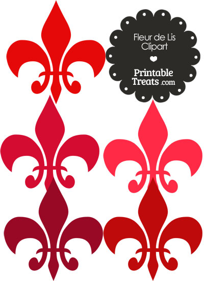 Fleur de Lis Clipart in Shades of Red from PrintableTreats.com