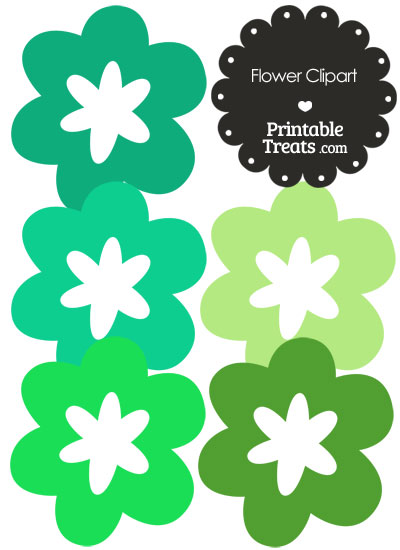 Flower Clipart in Shades of Green from PrintableTreats.com