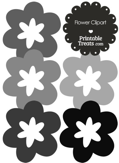 Flower Clipart in Shades of Grey from PrintableTreats.com