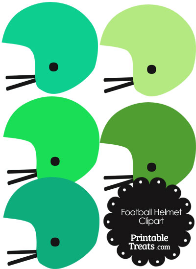 Football Helmet Clipart in Shades of Green from PrintableTreats.com