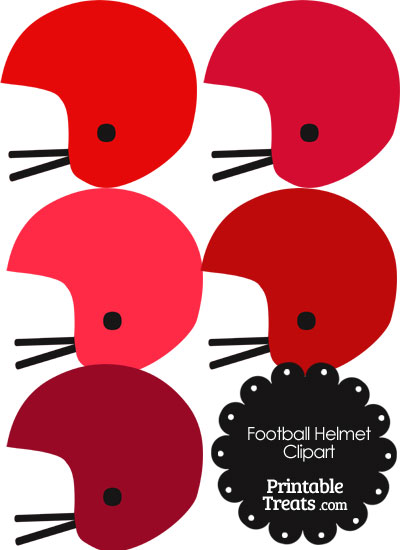 Football Helmet Clipart in Shades of Red from PrintableTreats.com