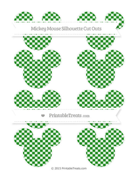 Forest Green Checker Pattern Small Mickey Mouse Silhouette Cut Outs ...