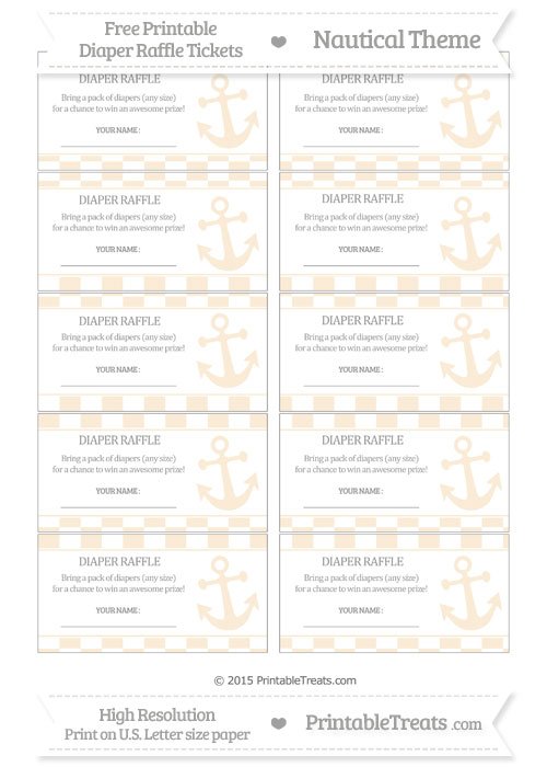 Free Antique White Checker Pattern Nautical Diaper Raffle Tickets ...