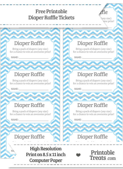 free baby blue chevron diaper raffle tickets printable treatscom
