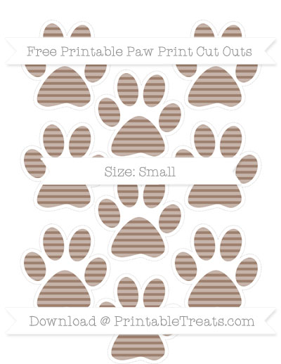 Free Beaver Brown Horizontal Striped Small Paw Print Cut Outs