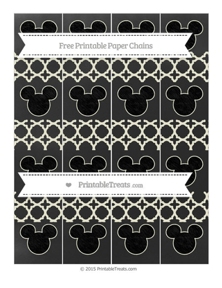 Free Beige Quatrefoil Pattern Chalk Style Mickey Mouse Paper Chains