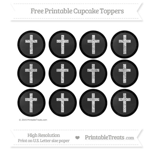 Free Black Chalk Style Cross Cupcake Toppers