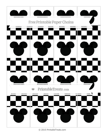 Free Black Checker Pattern Minnie Mouse Paper Chains — Printable Treats.com