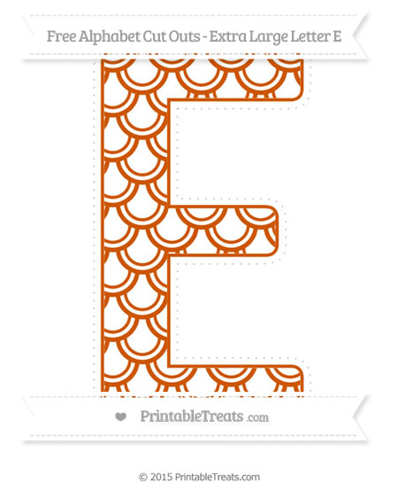 free burnt orange fish scale pattern extra large capital letter e cut